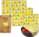 Bijenwas Wraps (Bijenwas Doek) - "citroen" Set van 3 - 1S, 1M, 1L - Beeswax Wraps - Herbruikbaar Boterhamzakje - Bee Wrap - Beewax - Bijenwasdoek - Zero Waste - Duurzaam Cadeau