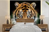 Behang - Fotobehang Tijger - Ligt - Zwart - Breedte 350 cm x hoogte 350 cm