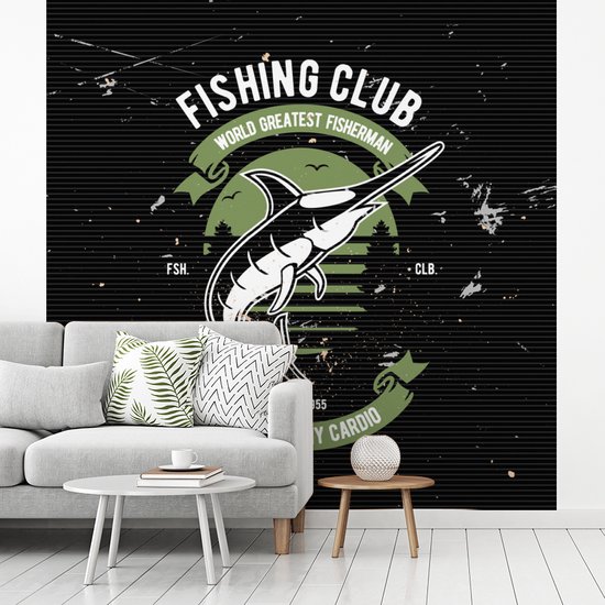 Papier peint - Papiers Papier peint photo Poissons - Rétro - Dessin - Citation - Largeur 350 cm x Hauteur 350 cm