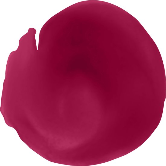 Een cirkelvormige veeg donkerroze lipstick.