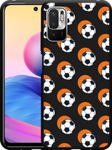 Redmi Note 10 5G Hoesje Zwart Soccer Ball Orange Shadow - Designed by Cazy