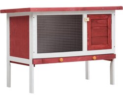 vidaXL - Konijnenhok - voor - buiten - met - 1 - verdieping - hout - rood