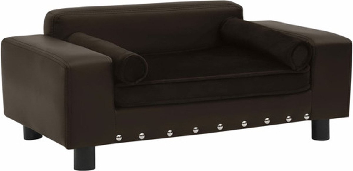 Bol.com vidaXL - Hondenbank - 81x43x31 - cm - pluche - en - kunstleer - bruin aanbieding