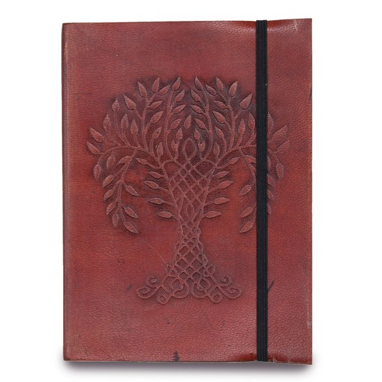 Leren Notitieboek Tree of Life 18x13cm - Plantardig gelooid Leer - Handgemaakt