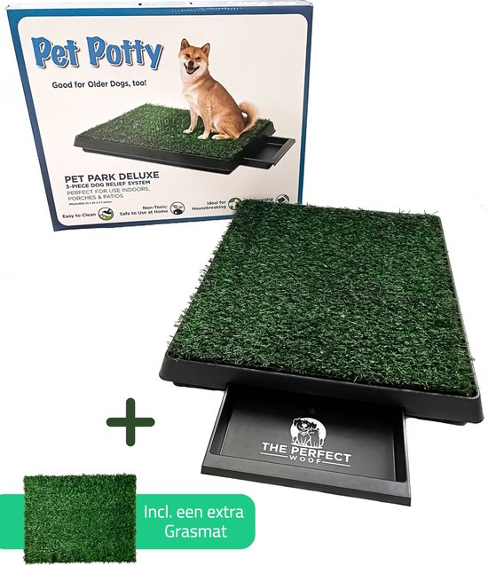 Hondentoilet Kunstgras Met 2 Matten – Zindelijkheidstraining Hond & Pup – Outdoor & Indoor – Puppy Training Pads – 63 x 50 cm