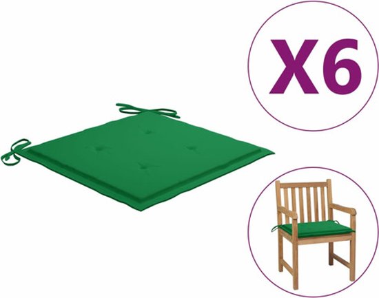 vidaXL Coussins de chaise de jardin pièces 50x50x3 cm Tissu Vert