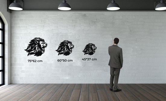 Décoration murale | Tête de Lion / Head de Lion| Métal - Art mural | Décoration murale | Salle de séjour |Argent| 61x51cm