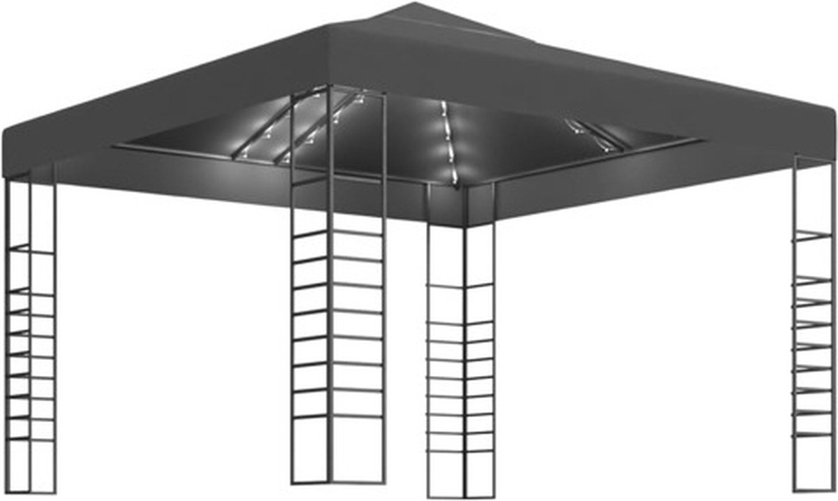 vidaXL-Tuinpaviljoen-met-LED-lichtslinger-3x3-m-antracietkleurig