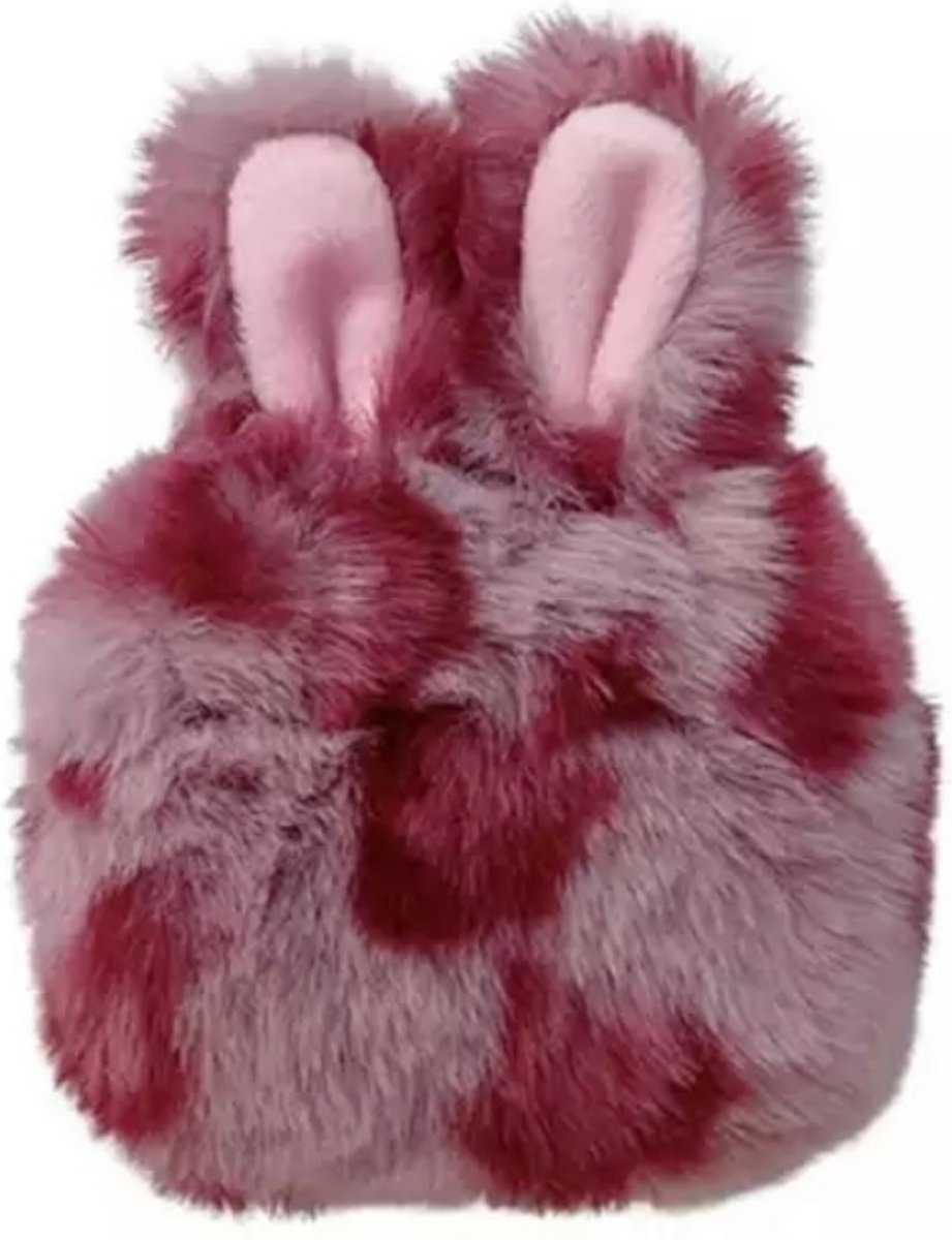 Casies Bunny Apple AirPods 3 case - Panterprint Roze - konijnen hoesje softcase - Pluche / Fluffy
