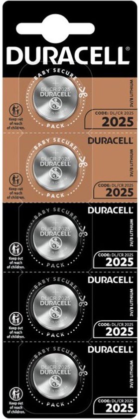 Foto: 5 pack duracell cr2025 3v lithium knoopcelbatterij