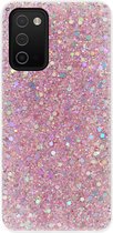 ADEL Premium Siliconen Back Cover Softcase Hoesje Geschikt voor Samsung Galaxy A03s - Bling Bling Roze