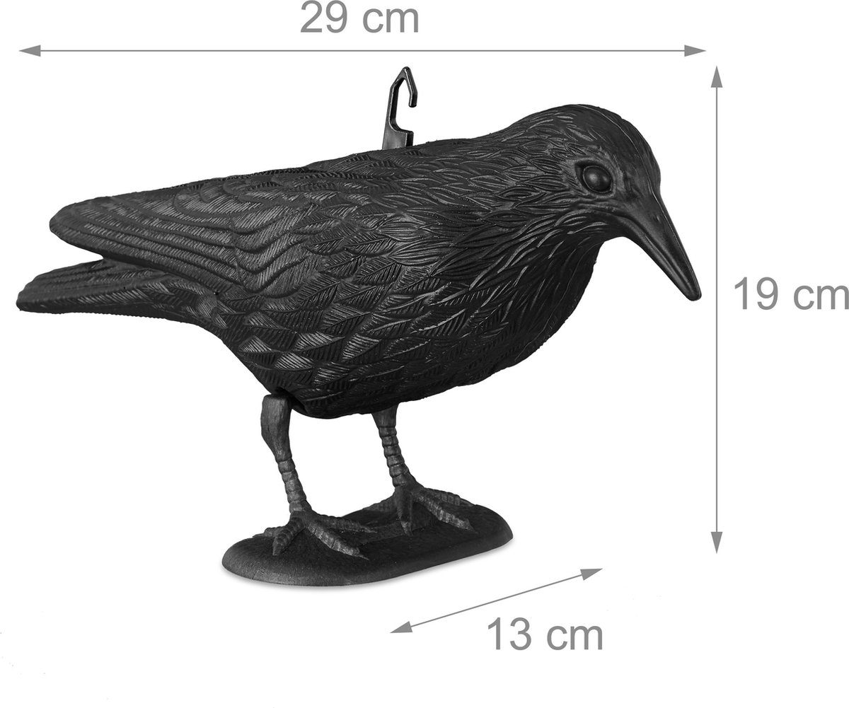 Kit De 3 Corbeaux Noirs Anti-pigeons - Effaroucheur Oiseaux Pour Balcon, Jardin, Toiture - Avec Crochets Amovibles