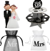 22-delige Bruidsset Mr and Mrs zwart wit - trouwen - huwelijk - bruiloft - bruidspaar - mr - mrs - trouwartikelen
