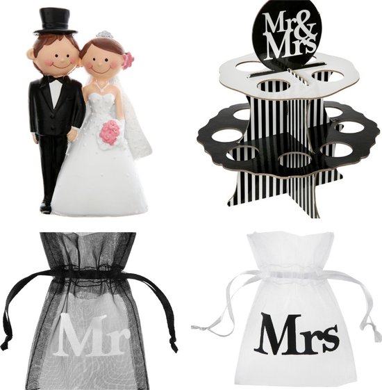 22-delige Bruidsset Mr and Mrs zwart wit - trouwen - huwelijk - bruiloft -  bruidspaar... | bol.com