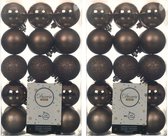 60x stuks plastic kerstballen walnoot bruin 6 cm - Onbreekbare kunststof kerstballen