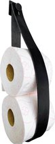 Luxe Leren toiletrolhouder - Zwart - 2 stuks - Reserverolhouder - 100% Volnerfleer - hangend - zonder boren - WC Rol Houder - Closetrolhouder