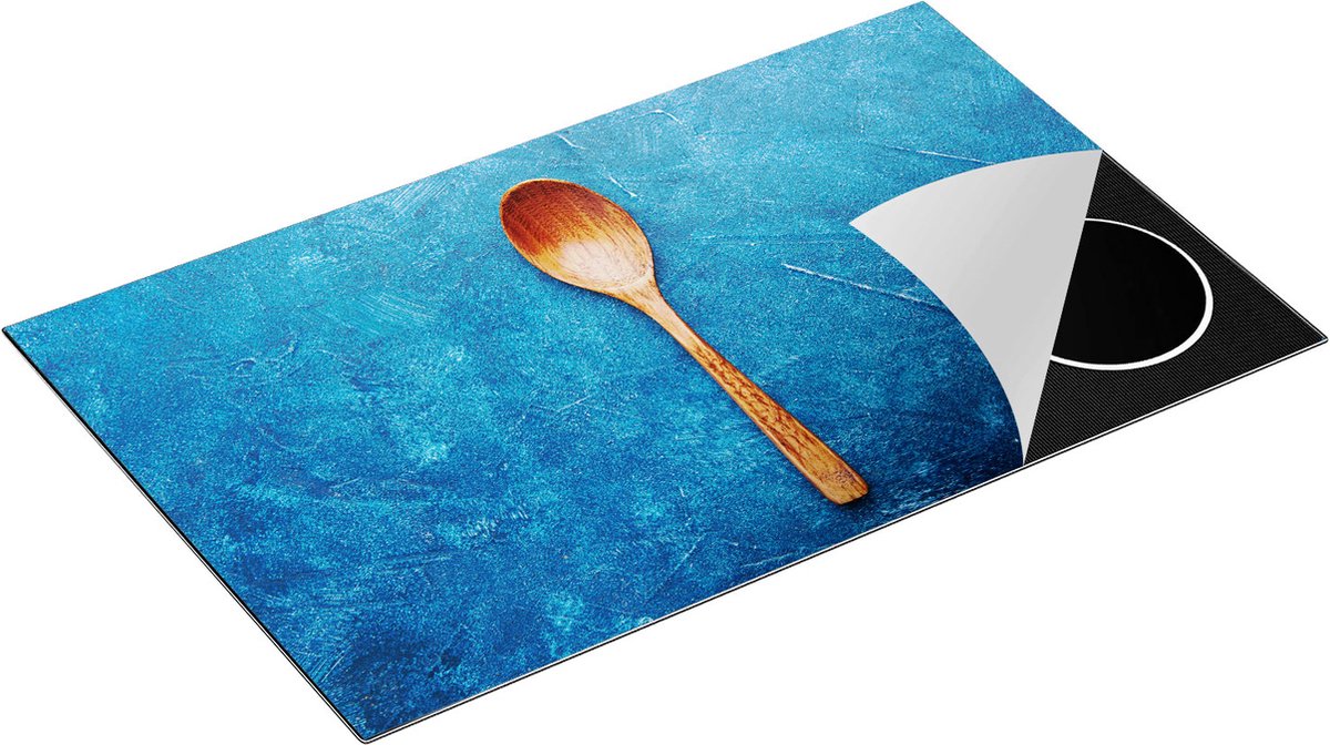 Chefcare Inductie Beschermer Lepel op Blauwe Marmer - 85x52 cm - Afdekplaat Inductie - Kookplaat Beschermer - Inductie Mat