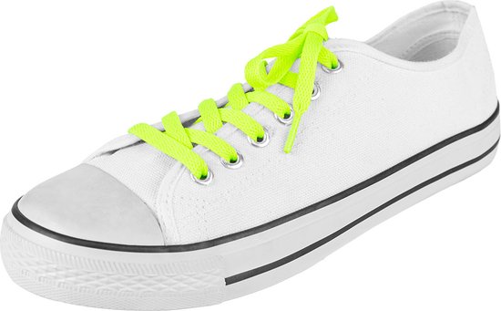 Sneakerveters | Platte neon groene veters | lengte: 100cm | 8 mm breed