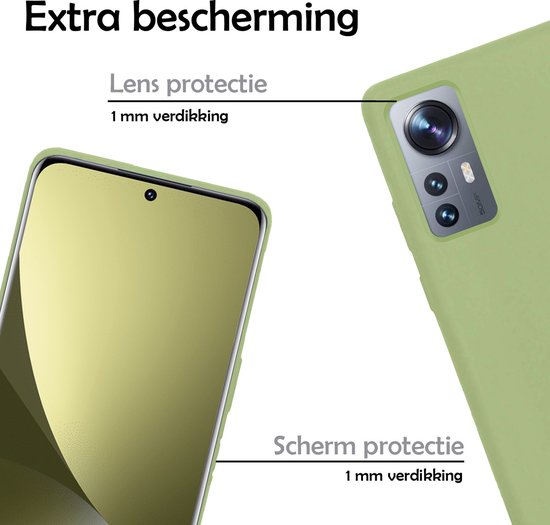 Coque Xiaomi 12 Siliconen - Coque Xiaomi 12 - Coque Xiaomi 12 Verte - 2 Pièces