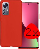 Hoes Geschikt voor Xiaomi 12X Hoesje Siliconen Back Cover Case - Hoesje Geschikt voor Xiaomi 12X Hoes Cover Hoesje - Rood - 2 Stuks