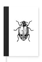 Notitieboek - Schrijfboek - Vintage - Lieveheersbeestje - Insecten - Zwart wit - Notitieboekje klein - A5 formaat - Schrijfblok
