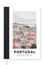 Notitieboek - Schrijfboek - Portugal - Rood - Skyline - Notitieboekje klein - A5 formaat - Schrijfblok