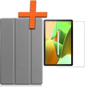 Lenovo Tab M10 Plus Case (3rd Gen) Book Case With Screen Protector Grijs - Lenovo Tab M10 Plus (Gen 3) Cover Hardcover Case Grijs