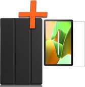 Hoes Geschikt voor Lenovo Tab M10 Plus 3rd Gen Hoes Tri-fold Tablet Hoesje Case Met Screenprotector - Hoesje Geschikt voor Lenovo Tab M10 Plus (3e Gen) Hoesje Hardcover Bookcase - Zwart