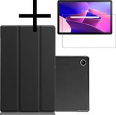 Hoesje Geschikt voor Lenovo Tab M10 Plus 3rd Gen Hoesje Case Hard Cover Hoes Book Case Met Screenprotector - Zwart