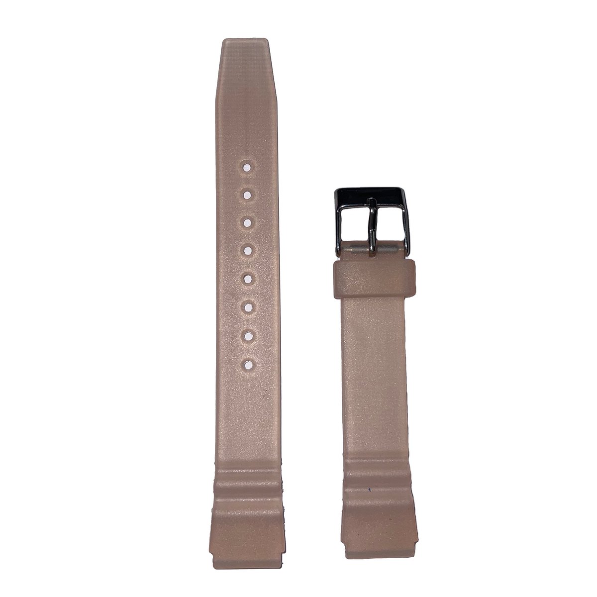 Horlogeband - 16mm - Wit-Roze - Transparante silicone band - Roestvrijstalen gesp
