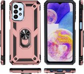 Hoesje Geschikt Voor Samsung Galaxy A23 5G Hoesje Armor Anti-shock Backcover Rose Goud - Galaxy A23 4G - A23 5G Backcover kickstand Ring houder cover TPU backcover oTronica