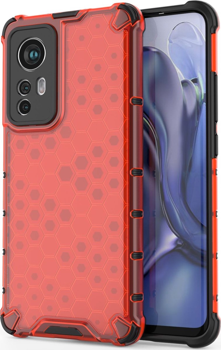 Mobigear Hoesje geschikt voor Xiaomi 12X Telefoonhoesje Hardcase | Mobigear Honeycomb Backcover Shockproof | Schokbestendig 12X Telefoonhoesje | Anti Shock Proof - Rood