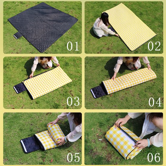 Fuegobird Picknickdeken - 200 x 200 cm - Waterdicht - Geel