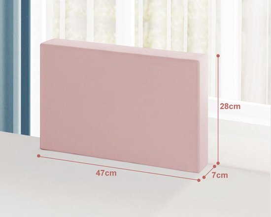 Polaza®️ Baby Bed Bumper - Hoofdbeschermer - Beschermer - Box - Bedomrander - Omranding - Ledikant - Rail - 47x7x28 cm - Roze