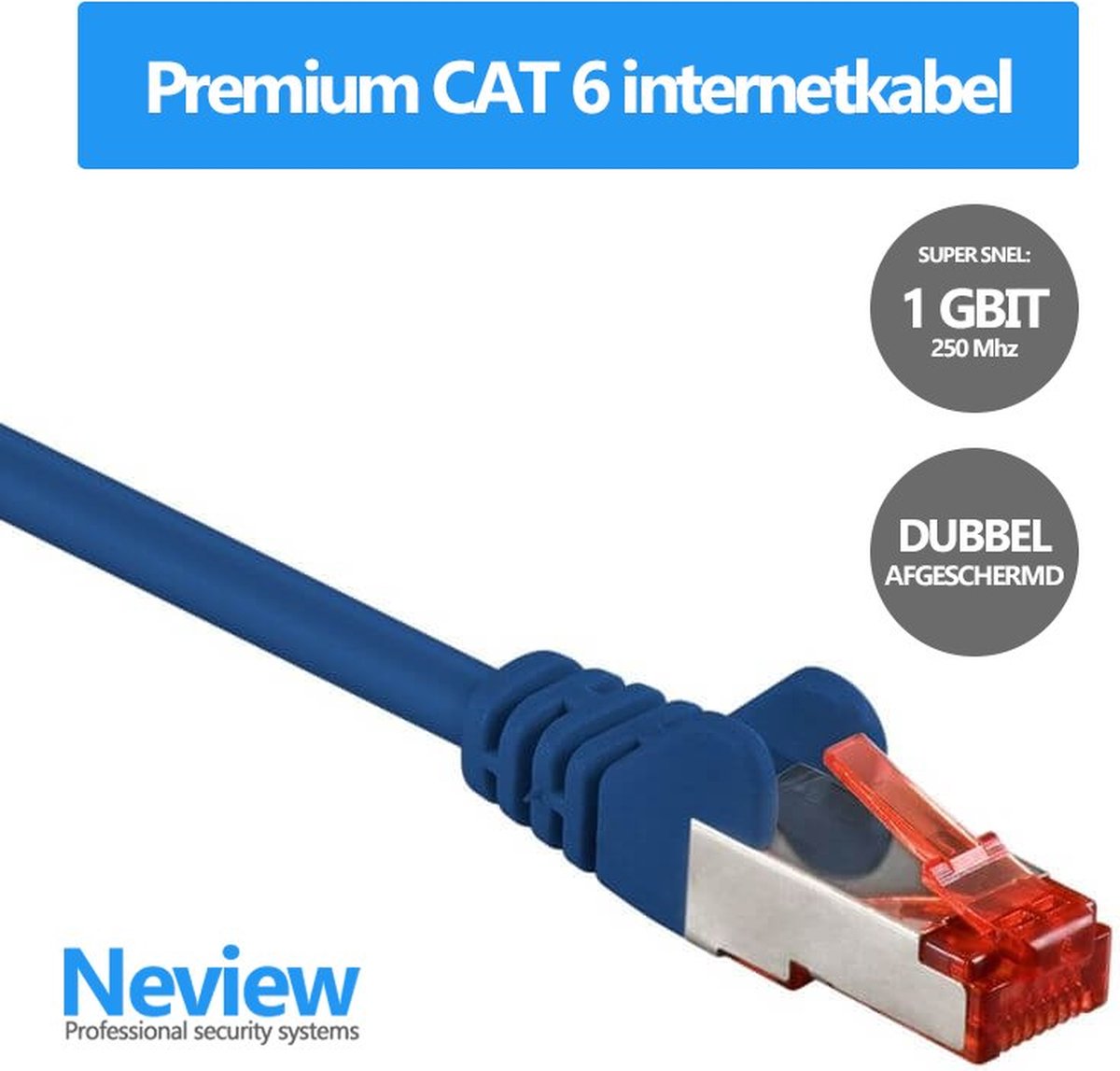 Neview - 5 meter premium S/FTP patchkabel - CAT 6 - Blauw - Dubbele afscherming - (netwerkkabel/internetkabel)