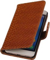 Snake Bookstyle Wallet Case Hoesje - Geschikt voor Huawei Honor 4 A / Y6 Bruin