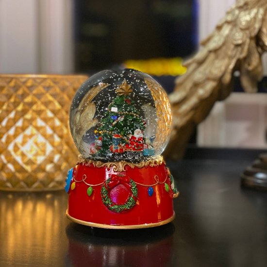 Viv! Home Luxe Boule à neige avec boîte à musique - Père Noël en train de Noël - 14 cm - rouge - Noël - qualité supérieure