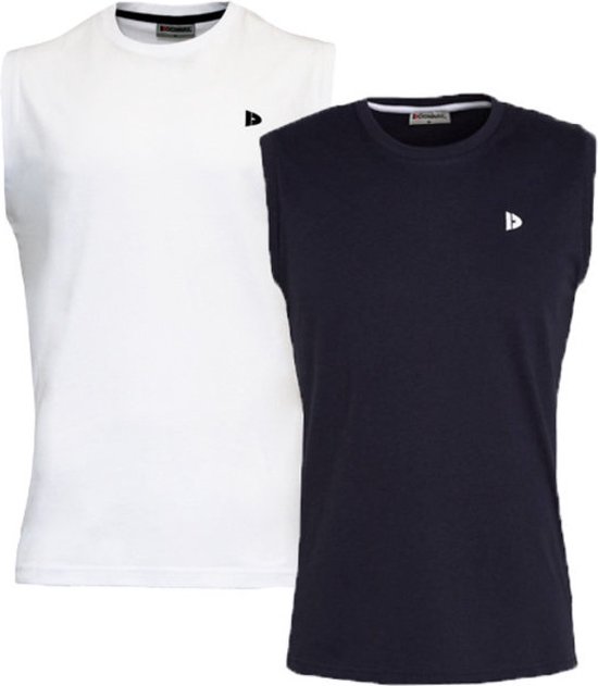 T-shirt Donnay - Lot de 2 - Débardeur - Chemise de sport - Homme - Taille 4XL - Wit et bleu marine