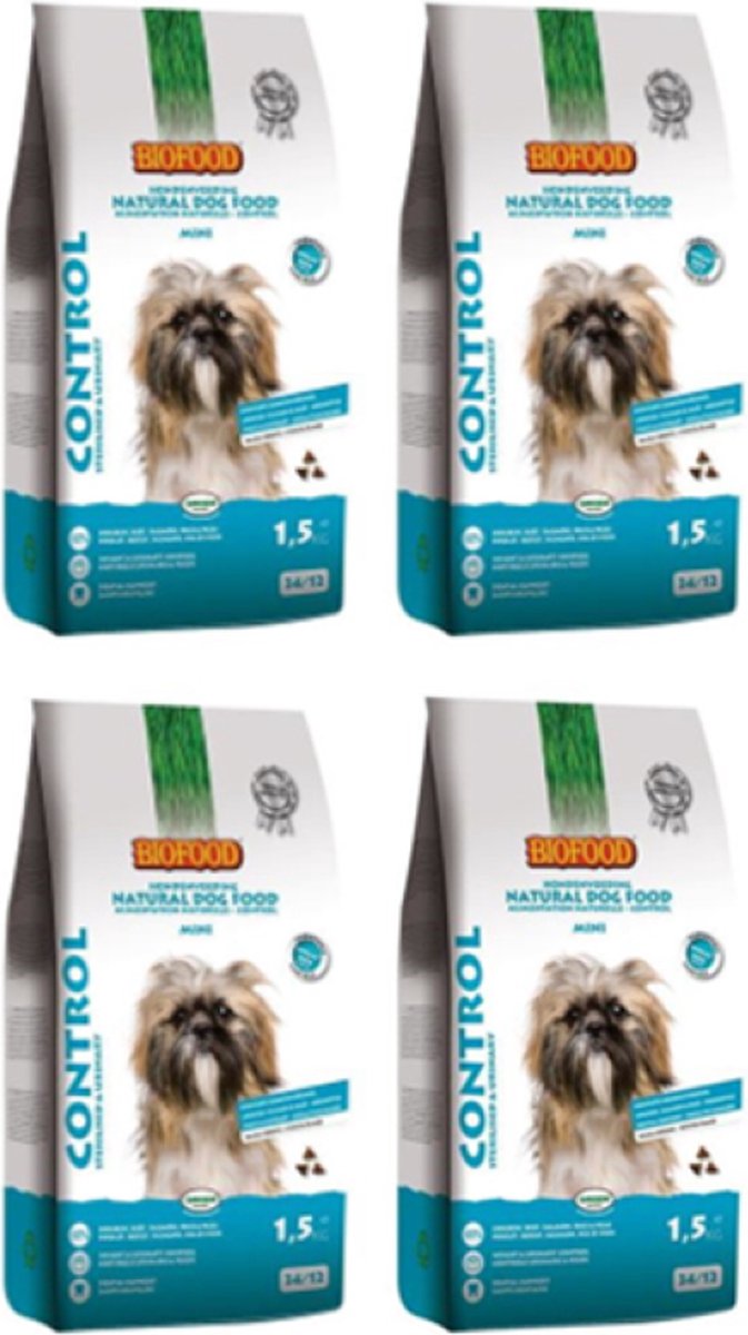 4x Biofood Control Small Breed Tarwevrij - Hondenvoer - 1.5kg