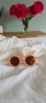 Kinderzonnebril - Zonnebril voor kinderen - Unisex - UV400 bescherming - Hippe retro/Vintage  zonnebril rond - Roze inclusief brillen hoesje