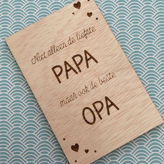 Houten wenskaart Vaderdag Ook de Beste Opa - Vaderdag - Houten Wenskaarten - Papa -Vader - Kaart - Kaarten - Vaderdag cadeau  - Cadeau voor man - Opa - Grootvader