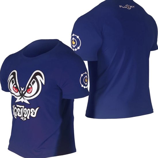 Fluory Bad Eyes Muay Thai Kickboks T-Shirt Blauw maat L