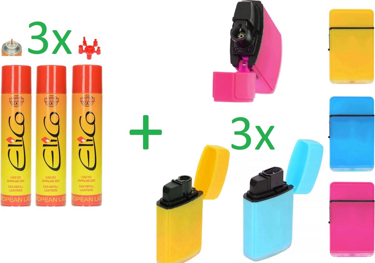 Goedkoopste Unilight 3x Zippo Jetflame turbo Aansteker Windproof Inclusief 3x 250ml Universeel Aansteker Gas flessen