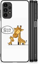 Smartphone Hoesje Geschikt voor Samsung Galaxy A13 4G Trendy Telefoonhoesjes met Zwarte rand Giraffe