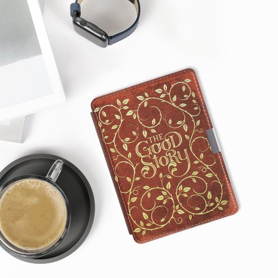 kwmobile e-reader hoesje geschikt voor Kobo Aura Edition 2 hoes - E reader flip case met magnetische sluiting - Ereader cover - Sprookjesboek design in geel / oranje / rood van Merkloos — afbeelding 5