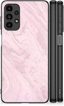 Coque Mignonne Samsung Galaxy A13 4G Coque Smartphone avec Bord Noir Marbre Pink