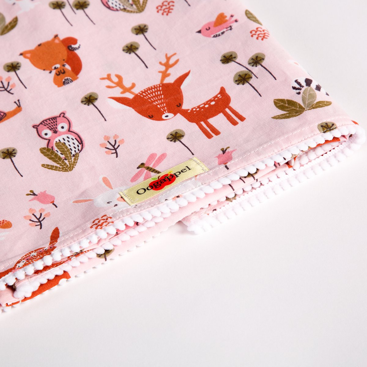 Oogappel Bosdieren Wieglaken 75x100 cm-Roze
