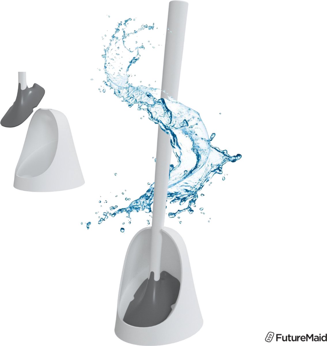 Sanimaid Oslo - Toiletborstel met Houder - Vrijstaand - Wc-Borstel - Wit - Hygiënisch - Duurzaam - Antibacterieel