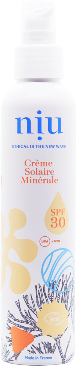 NIU Biologische minerale zonnecrème - SPF30 Waterproof 100ml - Zonnebrand UVA/UVB - Oceaan Vriendelijk