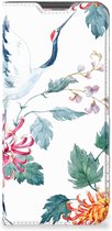 Wallet Bookcase Geschikt voor Samsung Galaxy A13 (4G) Telefoonhoesje Bird Flowers